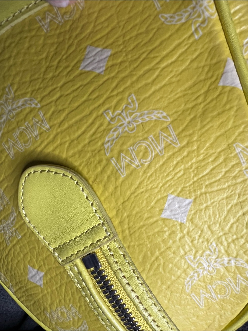 RARE MCM Yellow Visetos Floral Embroidered Boston Satchel Bag - Picture 6 of 12